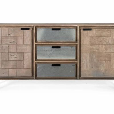 Sideboards - Handmade sideboard in acacia wood and metal 160cm - GINER Y COLOMER