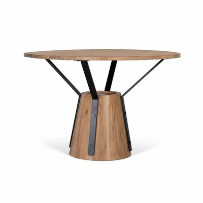 Dining Tables - Round dining table in mango wood and metal diameter 116cm - GINER Y COLOMER