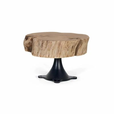 Coffee tables - Mango wood coffee table and metal legs diameter 65cm - GINER Y COLOMER