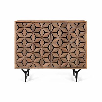 Sideboards - Hand-carved two-door sideboard in mango wood - GINER Y COLOMER