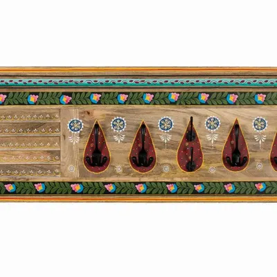 Other wall decoration - Hand painted mango wood wall coat rack - GINER Y COLOMER