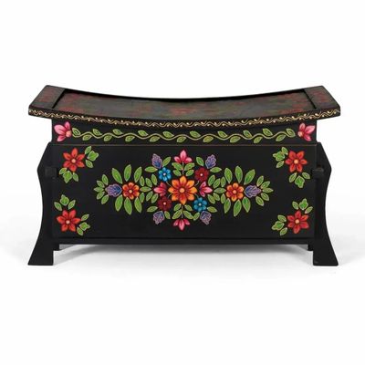 Boîtes de rangement - Coffre en bois de manguier noir avec détails peints à la main - GINER Y COLOMER