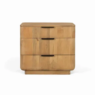 Night tables - Mango wood bedside table with rounded corners - GINER Y COLOMER