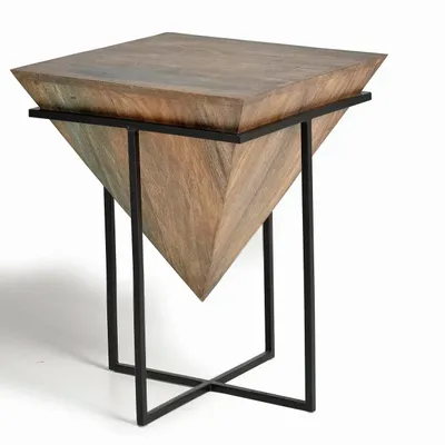 Tables basses - Table d'angle en bois de manguier en métal - GINER Y COLOMER