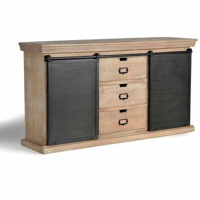 Sideboards - Industrial sideboard in mango wood and black metal details - GINER Y COLOMER