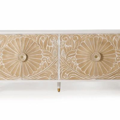 Buffets - Buffet en bois de manguier avec des détails en or blanc - GINER Y COLOMER