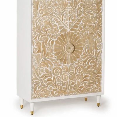 Buffets - Buffet en bois de manguier blanc et détails dorés - GINER Y COLOMER