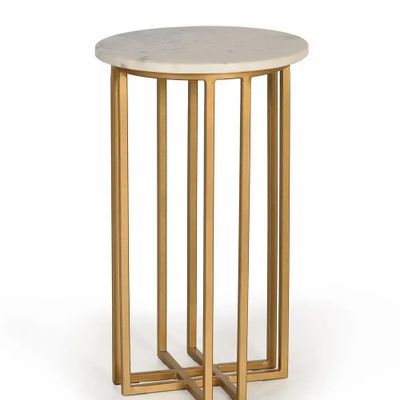 Tables basses - Table d'appoint avec plateau en marbre et pieds dorés - GINER Y COLOMER