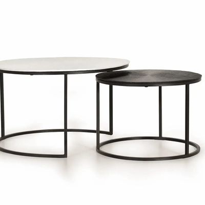 Tables basses - Lot de 2 tables basses avec structure et plateaux en métal - GINER Y COLOMER