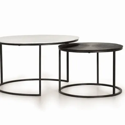Tables basses - Lot de 2 tables basses avec structure et plateaux en métal - GINER Y COLOMER