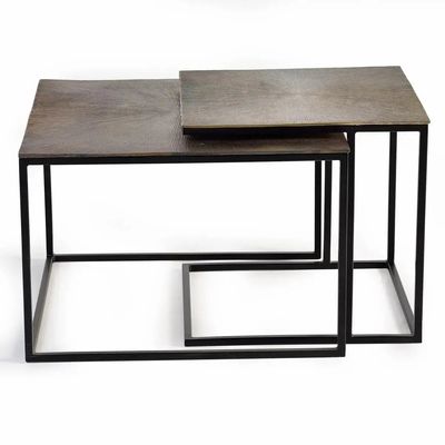 Tables basses - Lot de deux tables basses plateau bronze et pieds métal - GINER Y COLOMER
