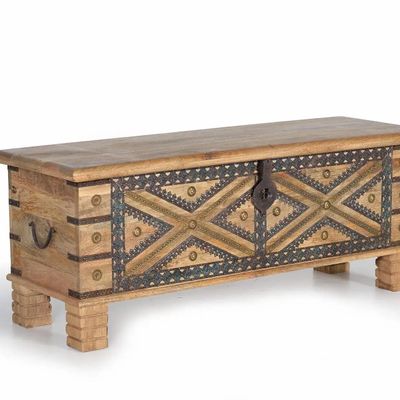 Boîtes de rangement  - Coffre en bois de manguier et détails en métal de couleur naturelle - GINER Y COLOMER