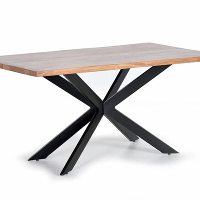 Tables Salle à Manger - Table à manger en bois d'acacia naturel et pieds en métal noir - GINER Y COLOMER