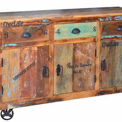 Sideboards - Multicolored recycled wood sideboard - GINER Y COLOMER