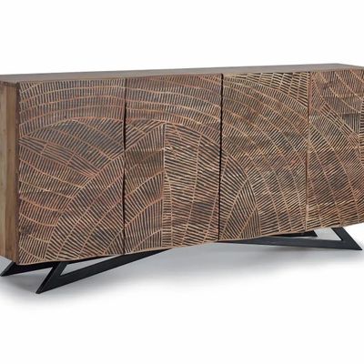 Buffets - Buffet en bois d'acacia et pieds en métal couleur naturelle - GINER Y COLOMER
