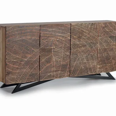 Buffets - Buffet en bois d'acacia et pieds en métal couleur naturelle - GINER Y COLOMER