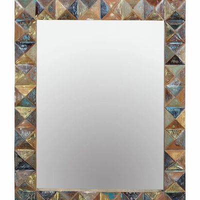 Mirrors - Exclusive mirror in multicolored recycled wood - GINER Y COLOMER