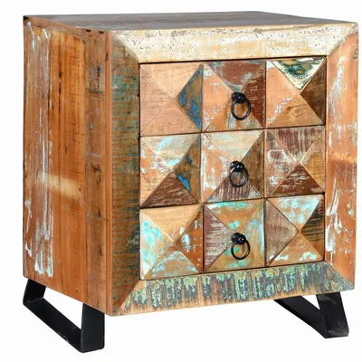 Tables basses - Table basse en bois massif recyclé multicolore - GINER Y COLOMER