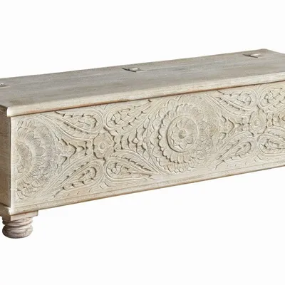 Boîtes de rangement - Coffre en bois de manguier blanc vieilli - GINER Y COLOMER