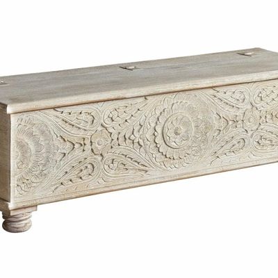 Boîtes de rangement - Coffre en bois de manguier blanc vieilli - GINER Y COLOMER