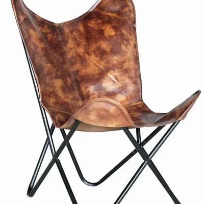 Chairs - Aged leather and iron chair - GINER Y COLOMER