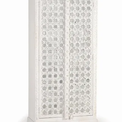 Armoires - Détails de miroir d'armoire en bois de manguier en blanc - GINER Y COLOMER