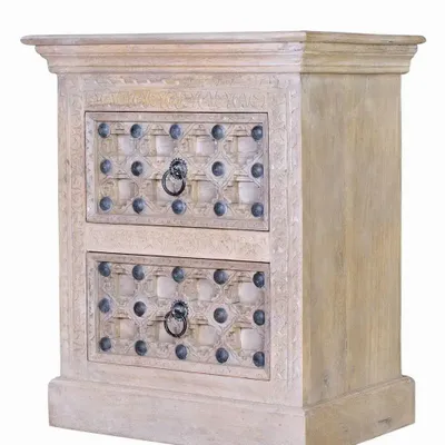 Tables de nuit - Table de chevet en bois de manguier naturel avec détails en bronze - GINER Y COLOMER
