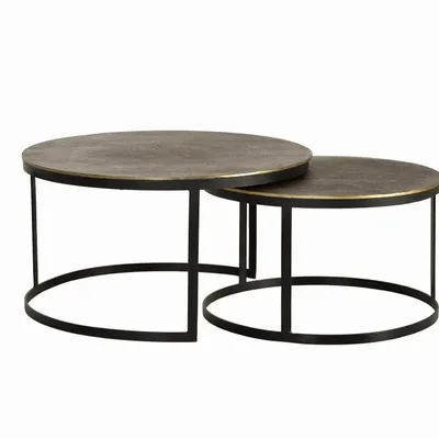 Tables basses - Table basse plateau bronze et pieds métal doré - GINER Y COLOMER