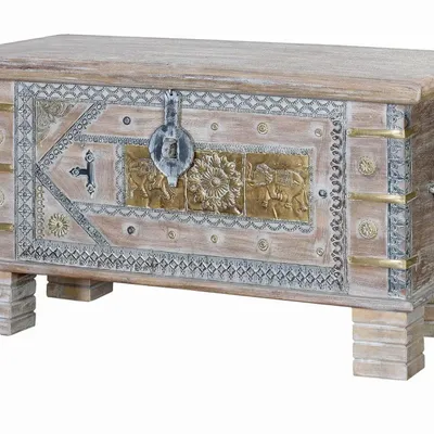 Boîtes de rangement - Coffre ancien en bois de manguier blanc - GINER Y COLOMER