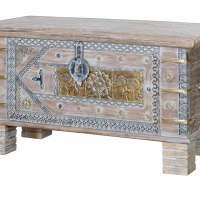 Boîtes de rangement - Coffre ancien en bois de manguier blanc - GINER Y COLOMER