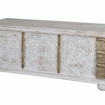 Boîtes de rangement - Coffre ancien en bois de manguier blanc - GINER Y COLOMER