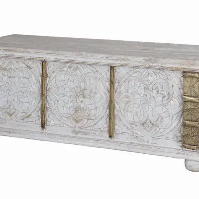 Boîtes de rangement - Coffre ancien en bois de manguier blanc - GINER Y COLOMER