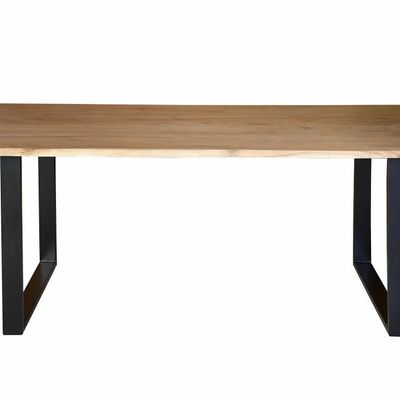 Tables Salle à Manger - Table à manger en bois d'acacia naturel et pieds en métal noir - GINER Y COLOMER