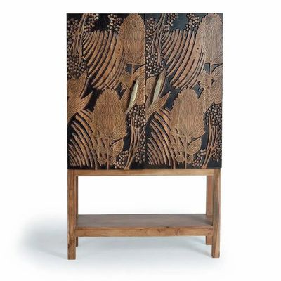 Armoires - Armoire à bouteilles en bois d'acacia sculptée a main - GINER Y COLOMER