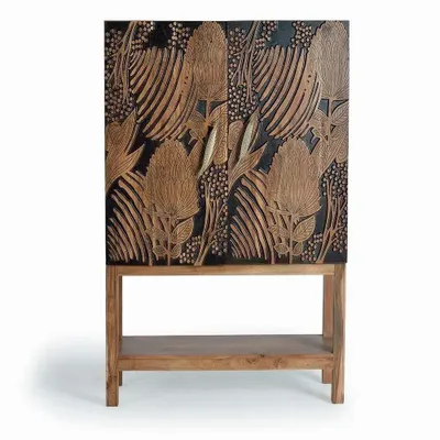 Armoires - Armoire à bouteilles en bois d'acacia sculptée a main - GINER Y COLOMER