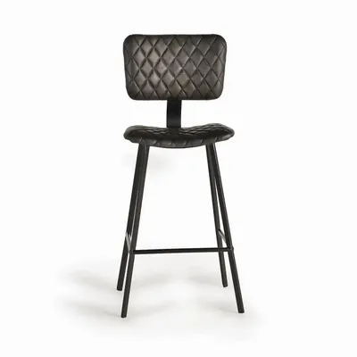 Stools - Stool in natural leather and metal - GINER Y COLOMER