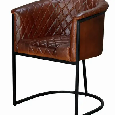 Chairs - Natural leather chair with metal legs - GINER Y COLOMER