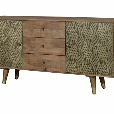 Sideboards - Mango wood and bronze sideboard - GINER Y COLOMER