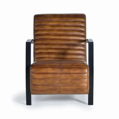 Fauteuils - Fauteuil en cuir marron et métal - GINER Y COLOMER