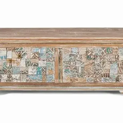 Boîtes de rangement - Coffre mélange en bois de manguier et recyclé finition multicolore - GINER Y COLOMER