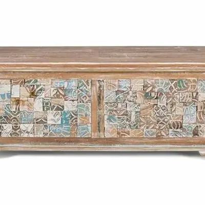 Storage boxes - Mixed chest in mango wood and recycled multicolored finish - GINER Y COLOMER