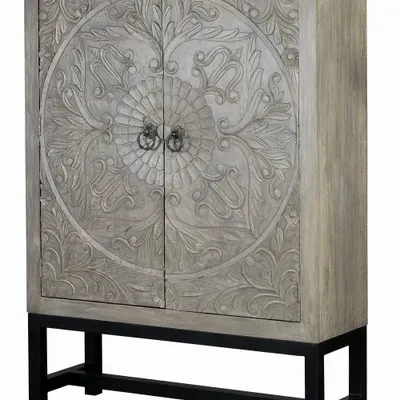 Armoires - Armoire en manguier et pieds en métal gris vieilli - GINER Y COLOMER