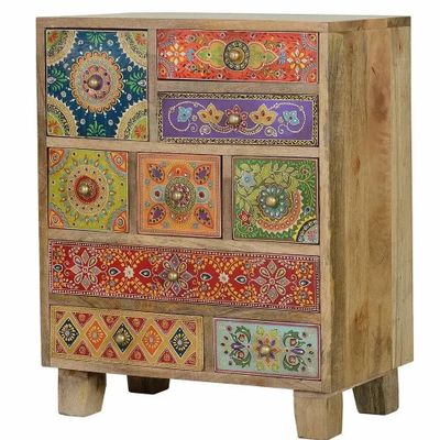 Coffee tables - Multicolored hand-painted mango wood coffee table - GINER Y COLOMER