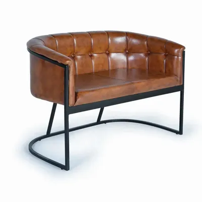 Sofas - Brown leather and metal sofa - GINER Y COLOMER
