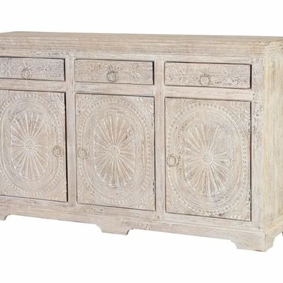 Sideboards - Sideboard in aged white mango wood - GINER Y COLOMER