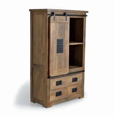 Wardrobe - Mango wood and metal wardrobe - GINER Y COLOMER