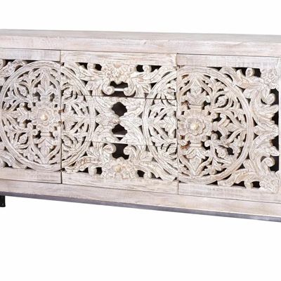 Sideboards - Buffet in mango wood and aged white metal - GINER Y COLOMER