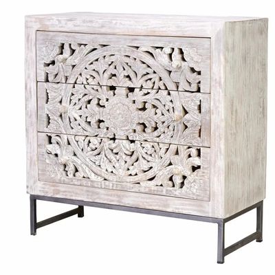 Sideboards - Mango wood sideboard and white and gray metal base - GINER Y COLOMER
