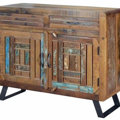 Commodes - Commode exclusive en bois recyclé multicolore - GINER Y COLOMER