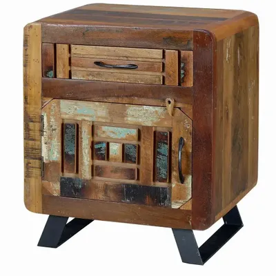 Night tables - Bedside table in aged walnut and gray mango wood - GINER Y COLOMER